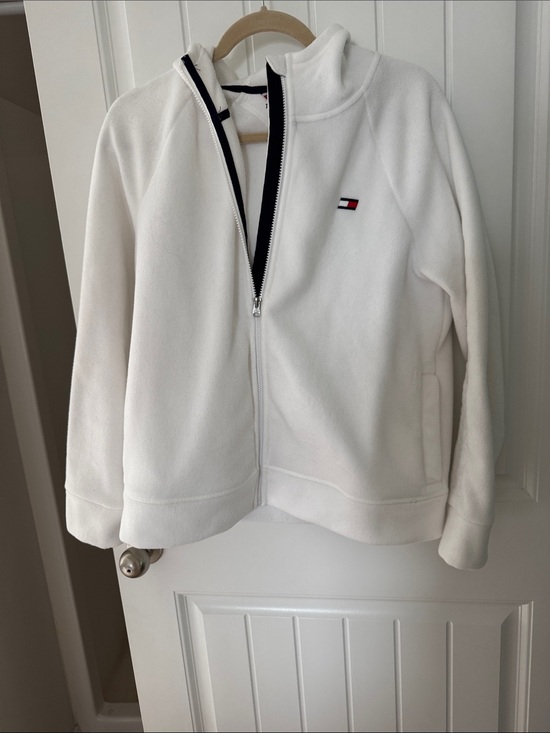 Tommy Hilfiger Jackets & Blazers - Tommy Hilfiger White Fleece Zip Jacket with Logo